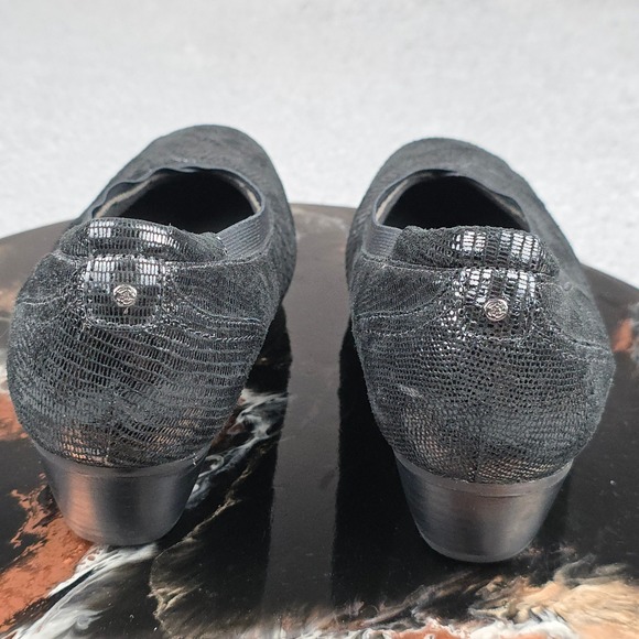 Aravon by New Balance Pasty -ARBlack Leather Lizard Print Elastic Slip On 6.5D - Picture 5 of 8